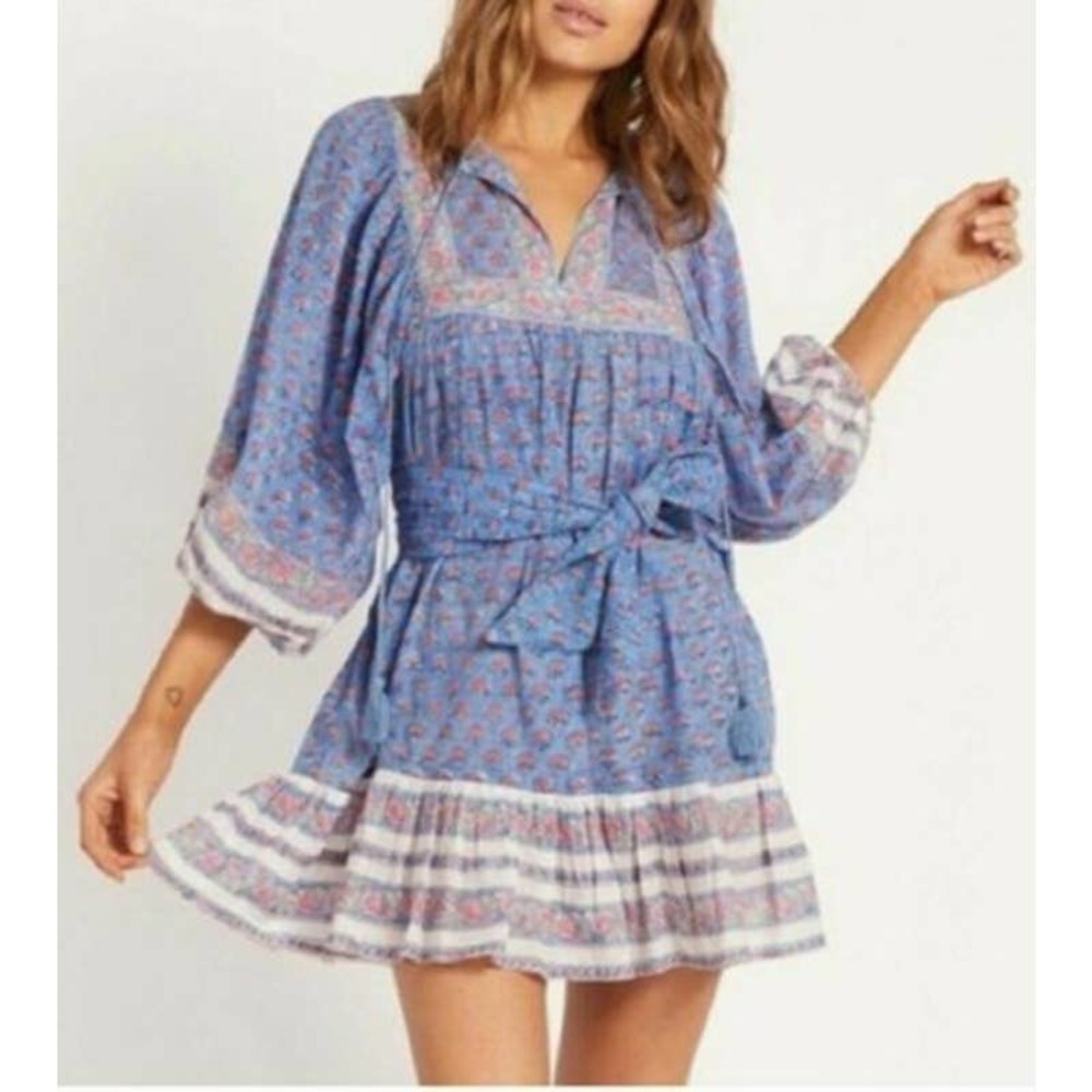 Cleobella Dress Magdalena Mini Floral Boho Revolve Blue Pink White Size M Medium